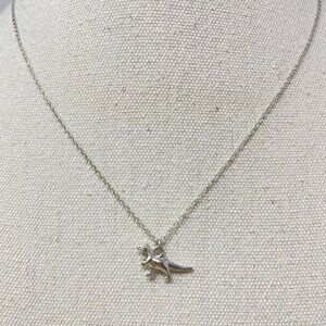 Sterling Silver Dinosaur Necklace T-Rex Pendant Minimal Jurassic Charm